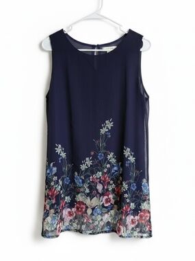 Kongliren Navy Dress With Floral Design